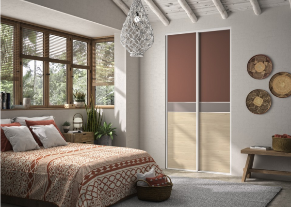 Porte Tempo 
Terracotta, Brun Sépia et Méleze naturel - Profil Smart Sablé Blanc